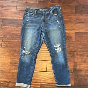 Old Navy Blue Boyfriend Jeans Distressed Relaxed Fit